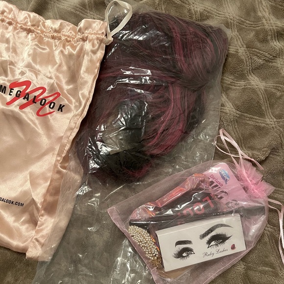 Megalook Human Hair Transparent 13x4 Lace Front Wig Purple Highlights 24 inch - Picture 11 of 11